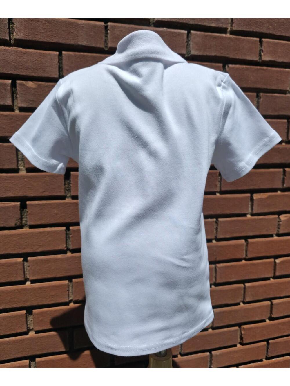 NEW Plain White Short Sleeve Polo Style Collared Shirt 100% Cotton Size 4T - Picture 4 of 10